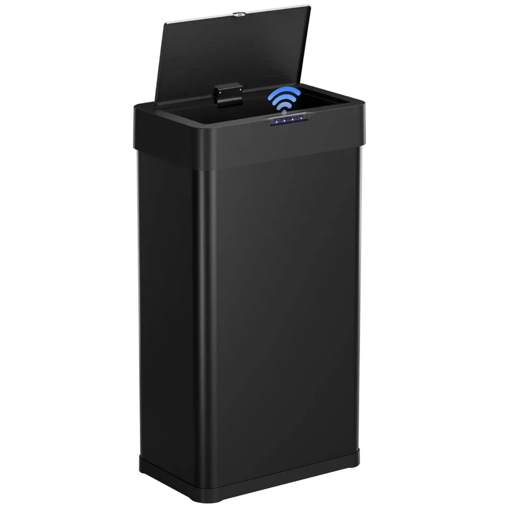 

Automatic Trash Can,Sensor Motion Stainless Steel Garbage Bin, Touchless Smart Waste Bin, W/Stay-Open, Soft Close Lid