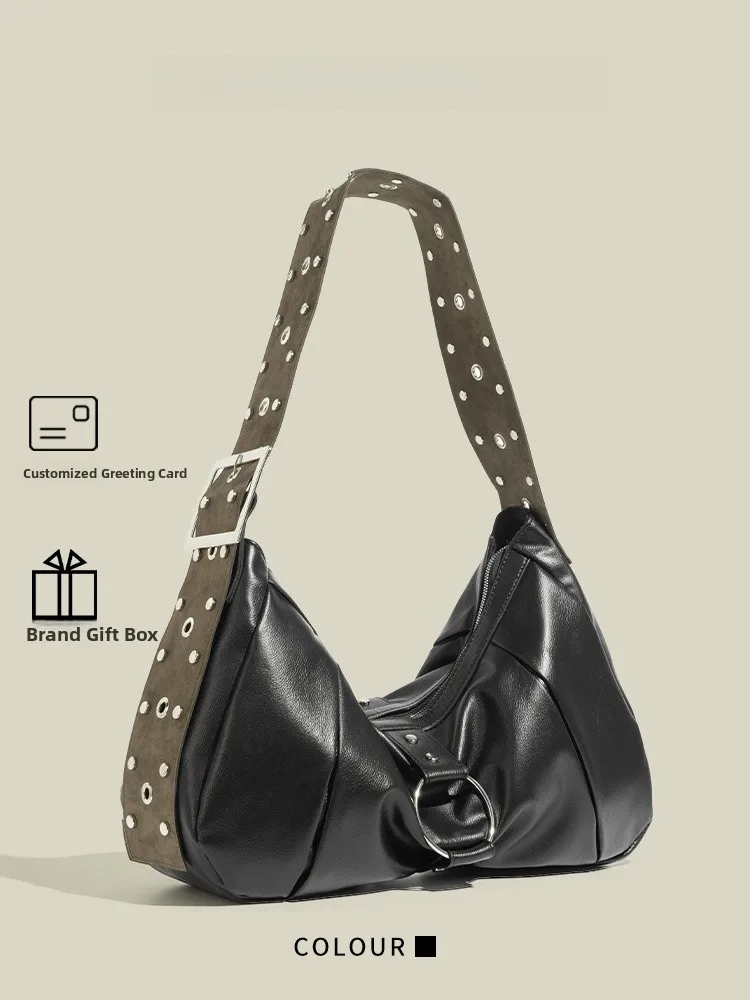 

CahinoKiyen Retro Chic Large Capaci Motorcycle Bag Women's Tote Bag with Wide oulder Strap Crossbody Single oulder Bag