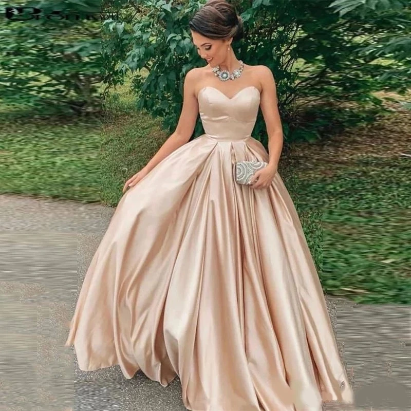 

Angelsbridep Sweetheart Ball Gown Prom Dresses Formal Party Evening Dress Satin Floor-Length Masquerade Birthday Gowns Plus Size