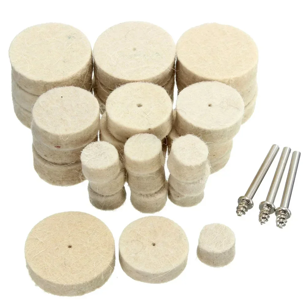 33Pcs Wool Felt Abrasive Buffing Wheel Grinding Sanding Head 3mm Shank For Drill Rotary Tool Polishing Brush With Mandrel