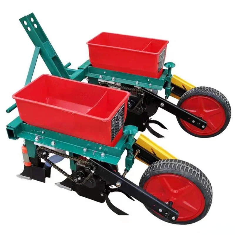 Corn Planter for Small Agricultural Hand Held Walking Tractor No-tillage Sowing and Fertilizing All-in-one Four-wheel Planter