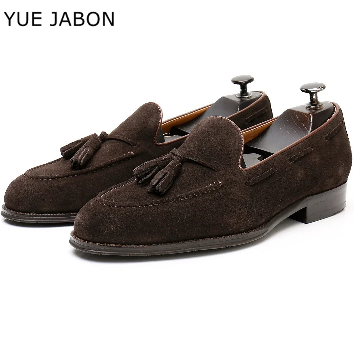 Britain Retro Men Pointed Suede Tassels Flats Genuine Leather Shoes Casual Loafers Formal Dress Footwear Sapatos Tenis Masculino
