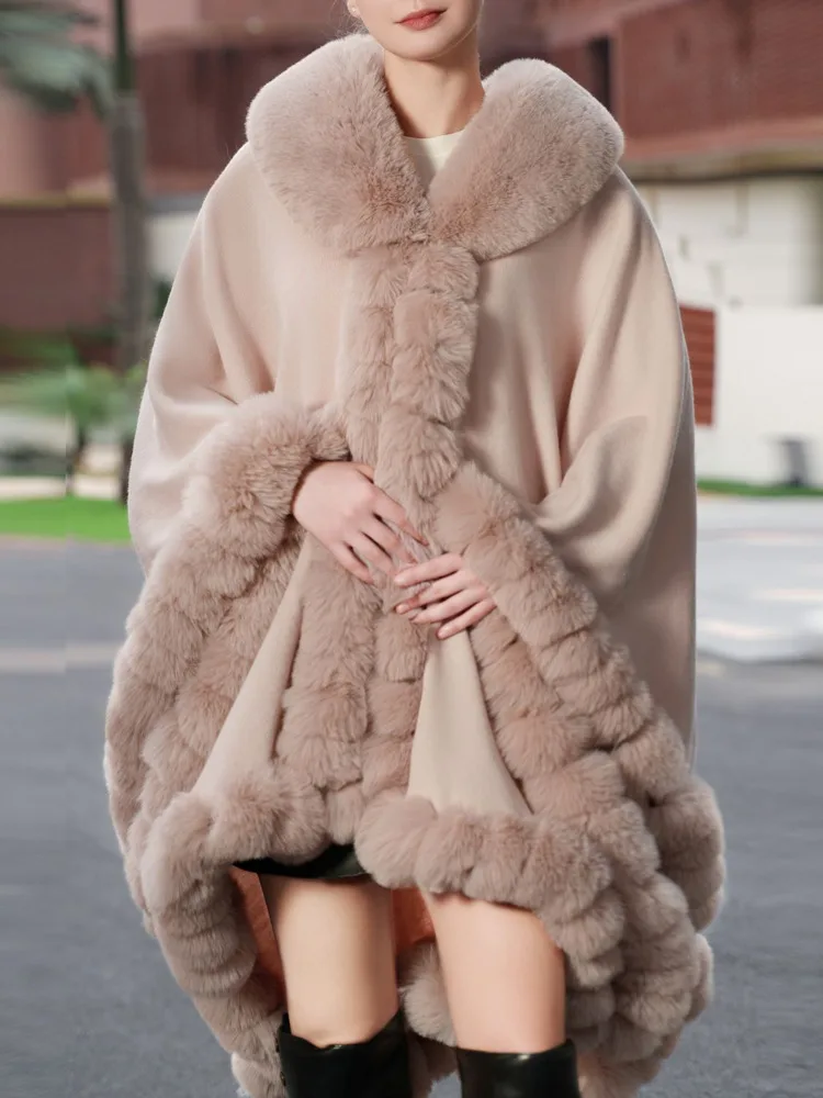 ZMEENNA femmes élégant fausse fourrure Cape hiver blanc châle Poncho veste Chic en peluche vêtements d'extérieur chaud surdimensionné Wrap ZM3736