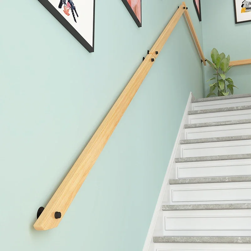 Solid wood stair handrails Simple modern wall interior corridor attic home non-slip wood handrails