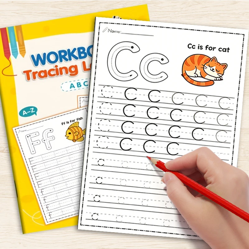 English Alphabet Coloring and Tracing Workbook for Uppercase and Lowercase Letters, Preschool Writing Course, Early Education Cognitive Learning Tools for Children, Tabletop Games.