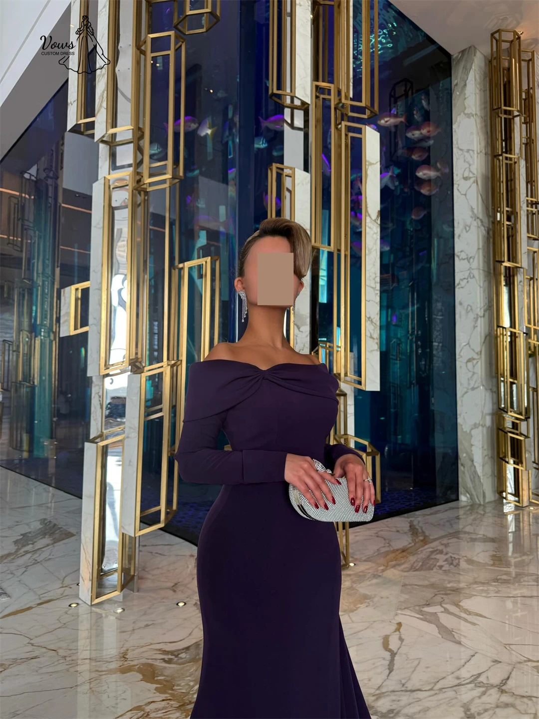 Vows Luxurious Prom Dress 2025 Luxury Evening Dress Long Sleeve Cardigan Elegant Womens Party Dresses Custom Made Fishtail Skirt