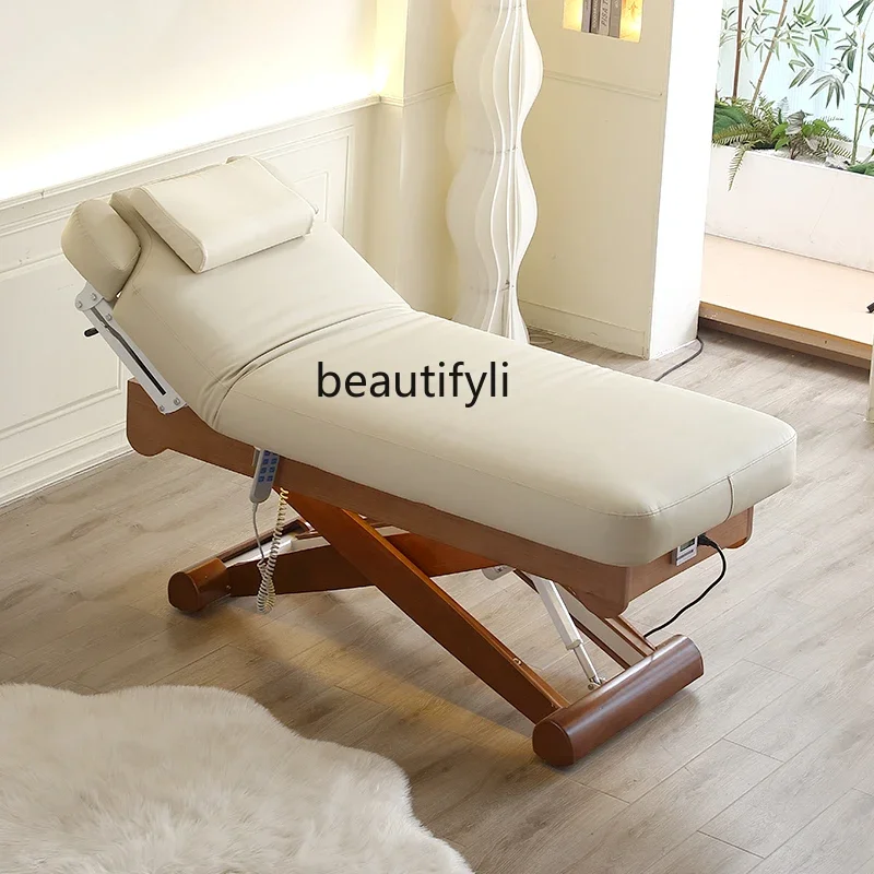 xqMultifunctional Electric Beauty Bed Overall Lifting Massage Couch Constant Temperature Heater Band Ambience Light