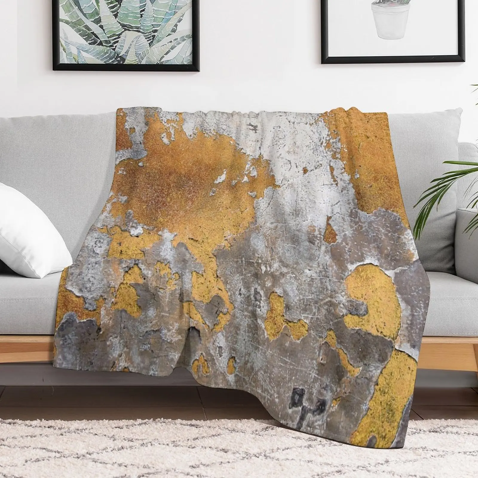 

Faux Metalfoil Gold Glamour on Gray Concrete Wall Throw Blanket Blankets Sofas Of Decoration Giant Sofa Shaggy Loose Blankets