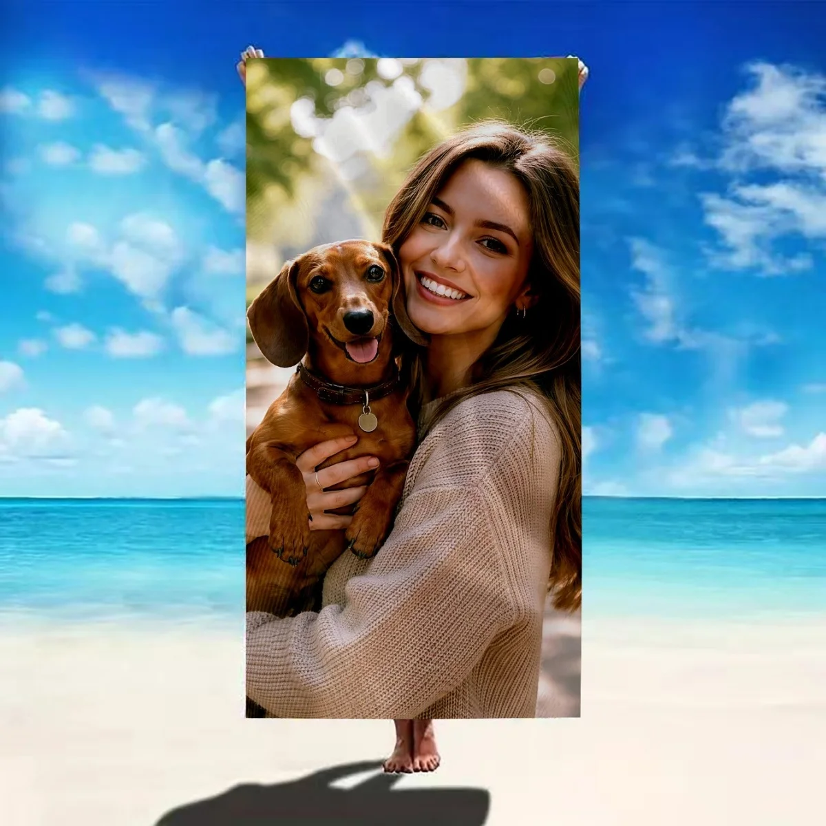 A Custom Photo Beach Towel—Available in Various Sizes, Suitable for Multiple Occasions, and Easy to Carry.