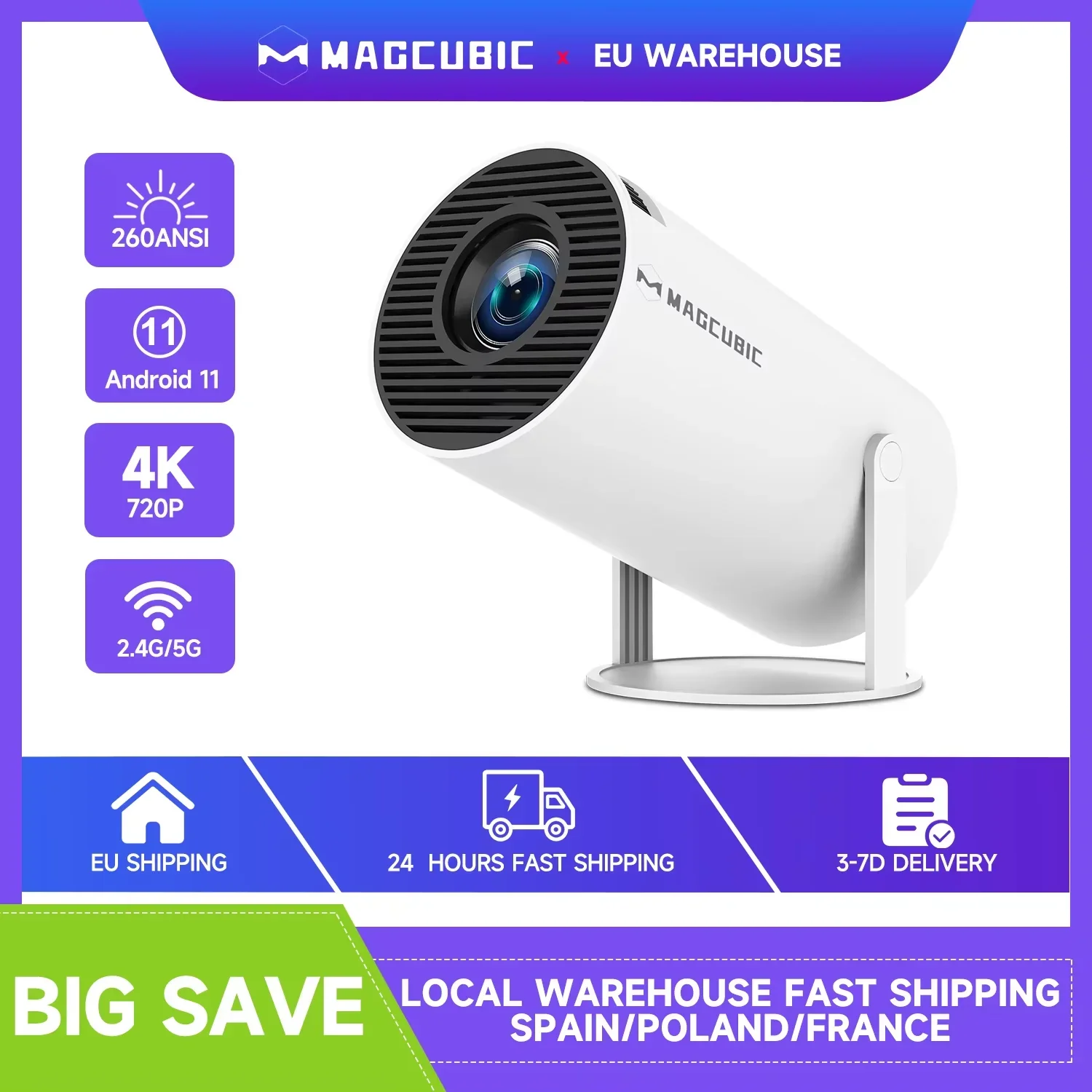 

Проектор Magcubic HY300 Pro 290ANSI с разрешением 720P, беспроводной системой дублирования экрана, двухдиапазонным Wi-Fi и чипом Hi-chip A3100 для домашнего кинотеатра