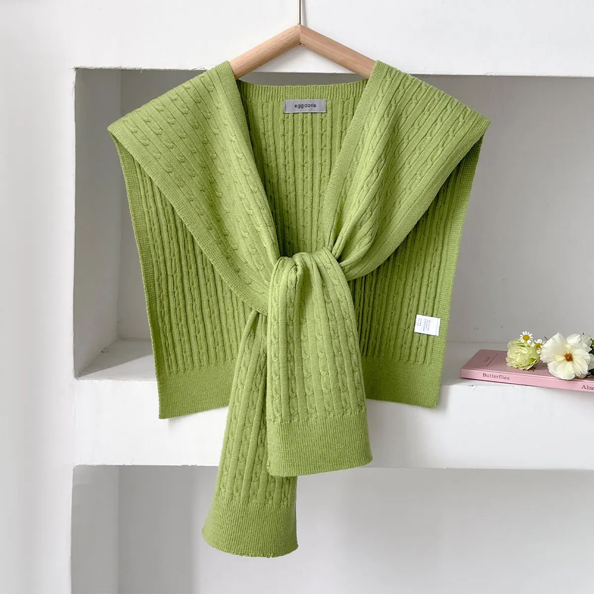 ใหม่เกาหลีฤดูใบไม้ร่วงถักผ้าคลุมไหล่หญิงเสื้อไหล่ปลอม Cape นักเรียนผ้าพันคอสีทึบคอผ้าพันคอสําหรับสตรี