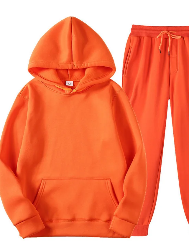 

Мужской однотонный комплект из двух предметов с капюшоном Long Sve, повседневная спортивная одежда, осенний сезон, китайское происхождение, все другие материалы