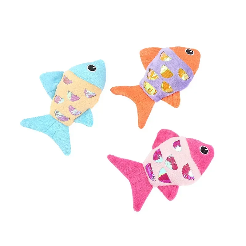 Pet Toys Colorful Fish Shaped Catnip Paper Plush Toys Hi Play Cat Toys