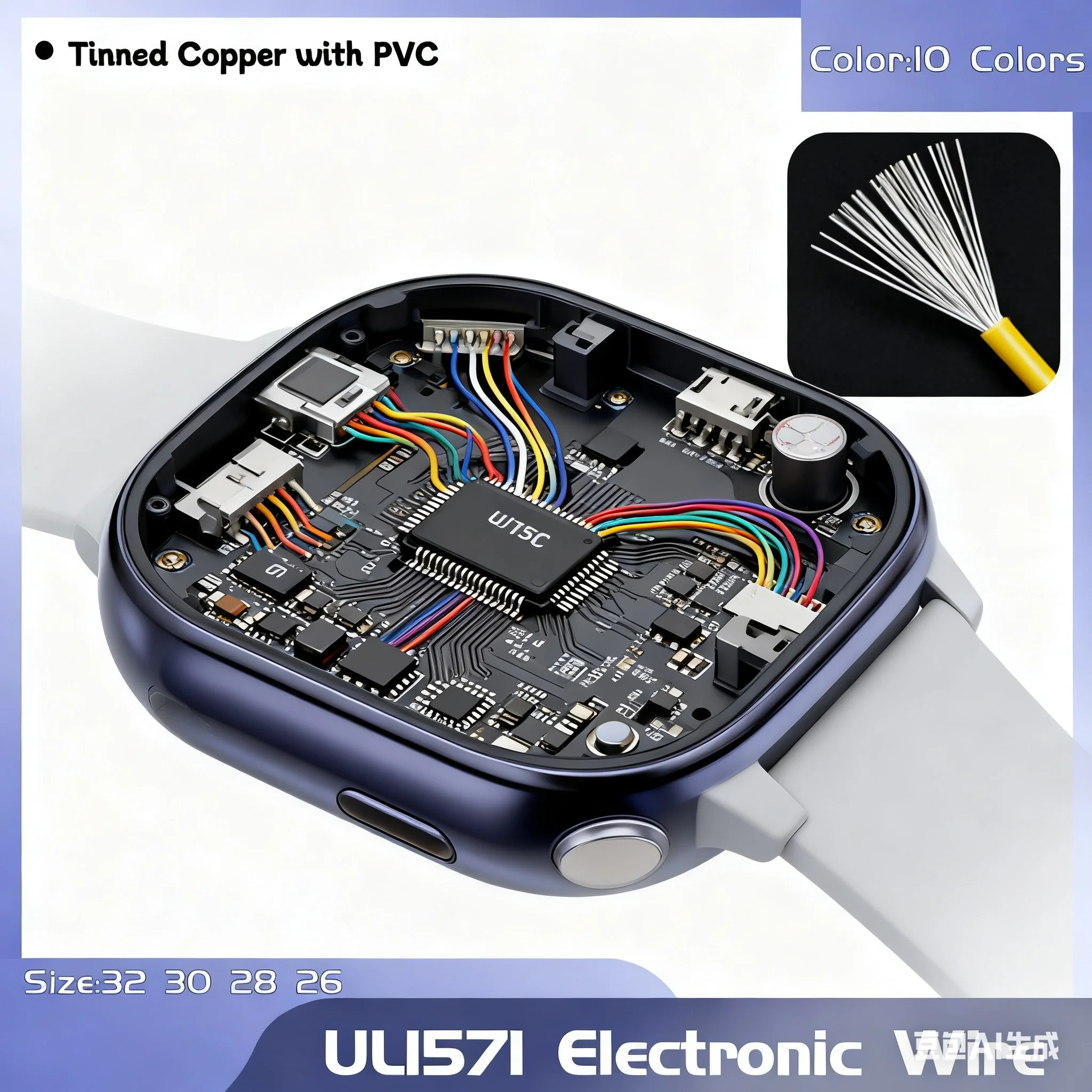 

5M UL1571 Certified Electronic Wire 32-26 AWG Assortment PVC Insulated Tinned Copper Cable for DIY Projects Electrical Equipment