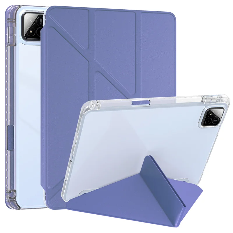 For Xiaomi Pad 7 Pro 2024 Case with Pencil Holder Multi-folding Stand Clear Back Cover for Xiaomi Mi Pad 7 Pro Pad7Pro Tablet