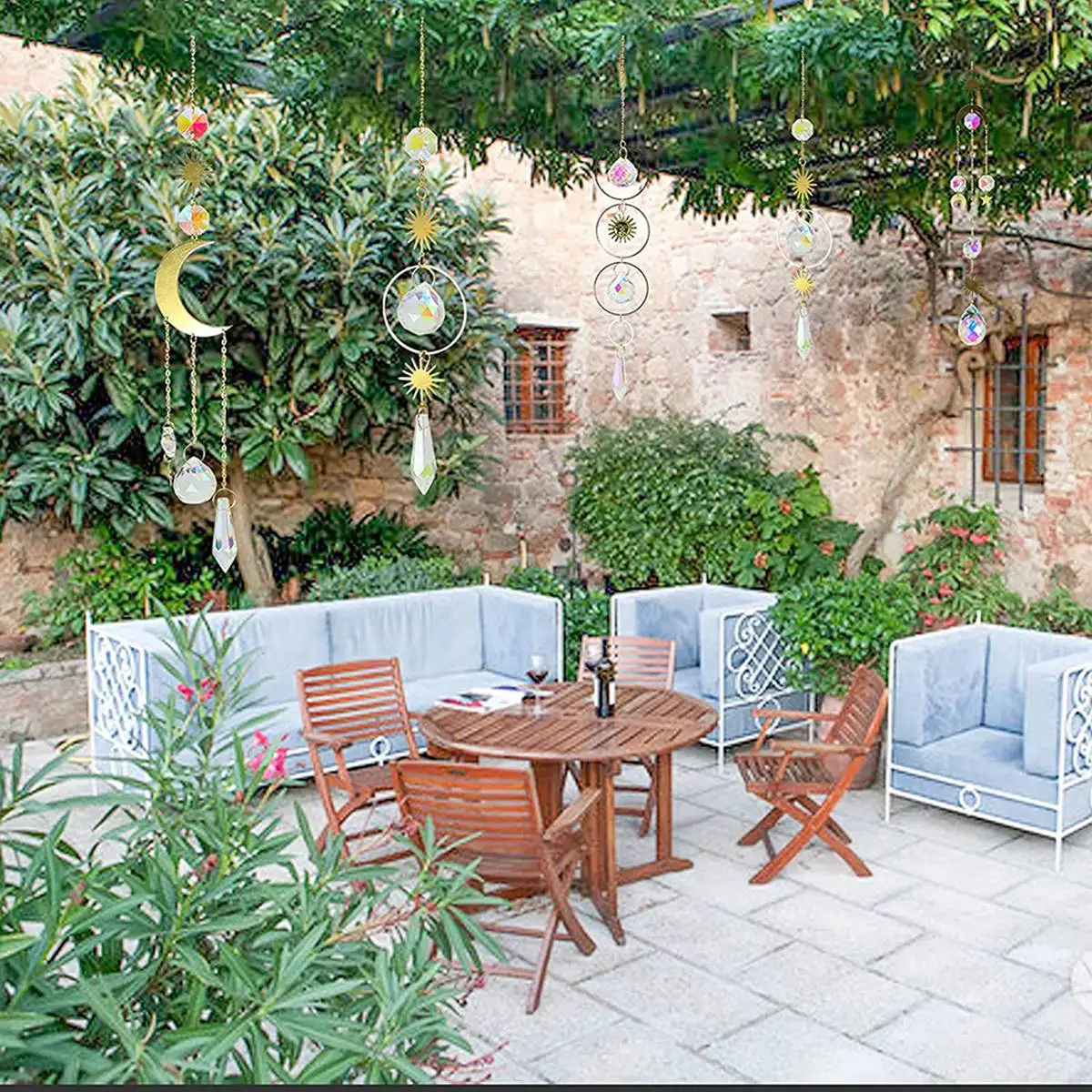 6Pieces Colorful Crystals Suncatcher Hanging Sun Catcher with Chain Pendant Ornament Crystal Balls for Window Garden HOT