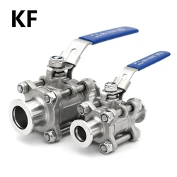 KF 3-Pieces Model High Vacuum Manual Ball Valve 304 Stainless Steel KF16 KF25 KF40 KF50 Flange