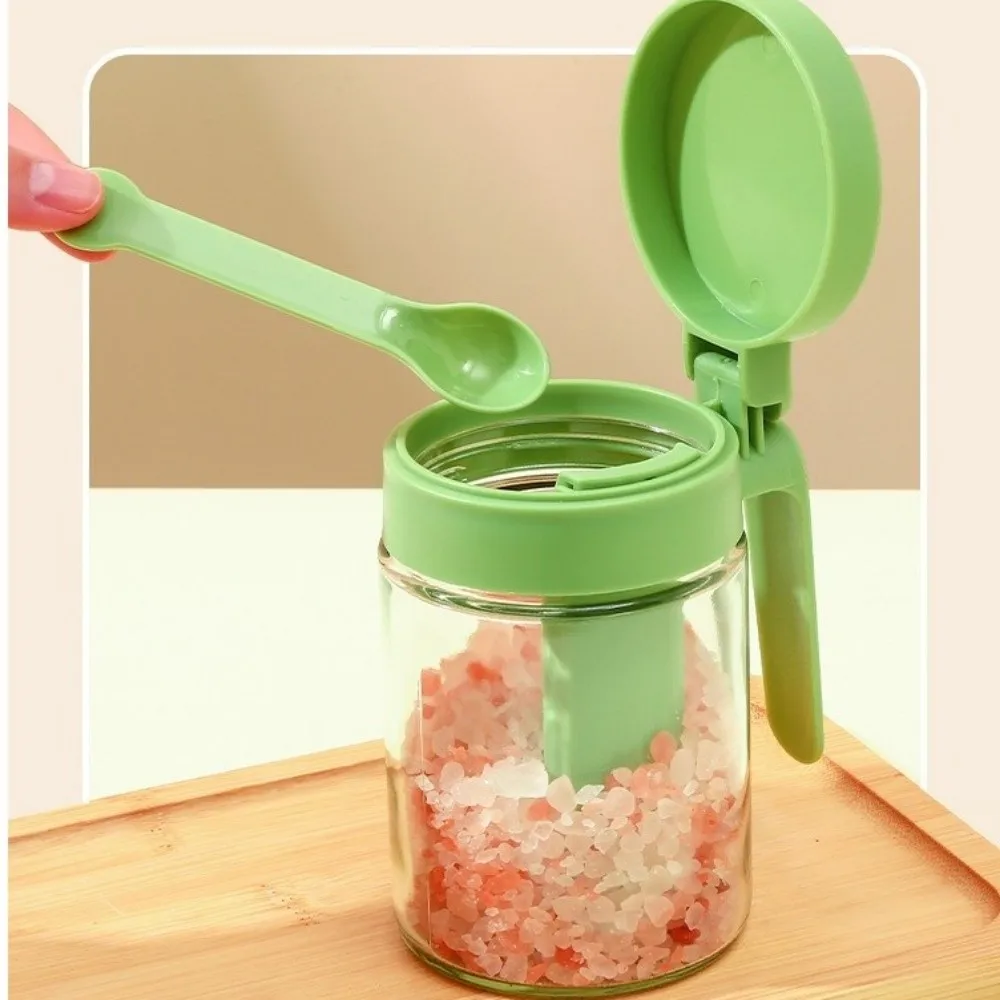 3PCS Food Grade 2 In 1 Glass Spice Bottle Sealed Moisture-Proof Glass Seasoning Can Spoon Separation Salt Container for Kitchen