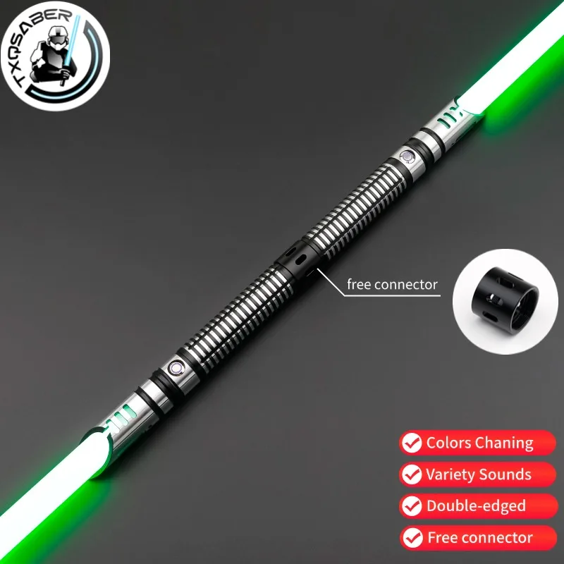 Txqsabel Tweesnijdend Lichtzwaard Gladde Swing Kleuren Veranderende Bluetooth Gebaar Controle Kracht Blaster Jedi Laser Zwaard Kids Speelgoed