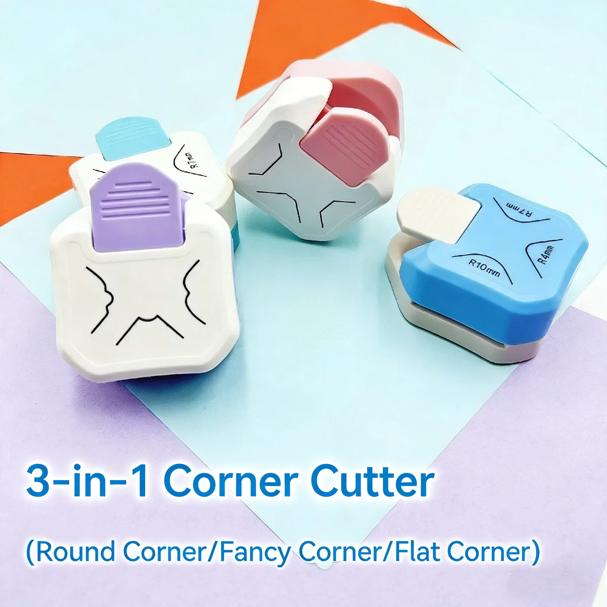 Corner Rounder Punch 3 in1 R4/R7/R10mm Round Corner Trimmer Cutter for Card Craft Scrapbook Wrapping Paper Sticker