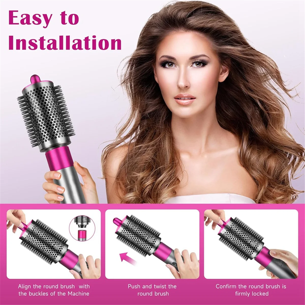 فرشاة تكثيف مستديرة كبيرة صديقة للبيئة لملحقات دايسون اير راب أداة مرفقة مكثف فرشاة مستديرة أكبر، وردي