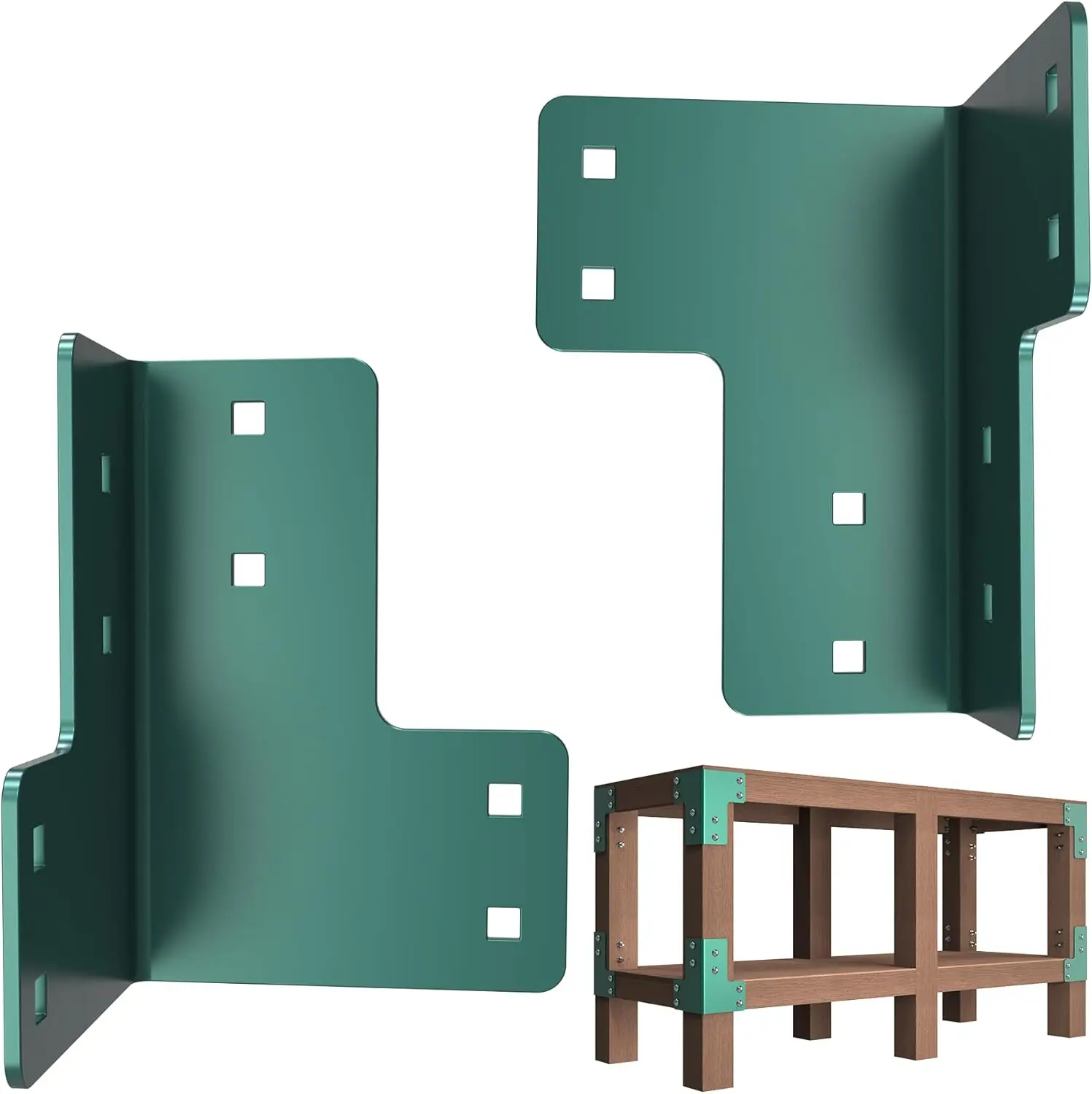 8PCS Heavy Duty Workbench Bracket Kit – 4mm Steel Corner Brackets for 2x4 Lumber, Rust-Resistant Powder Coated, DIY with Screws