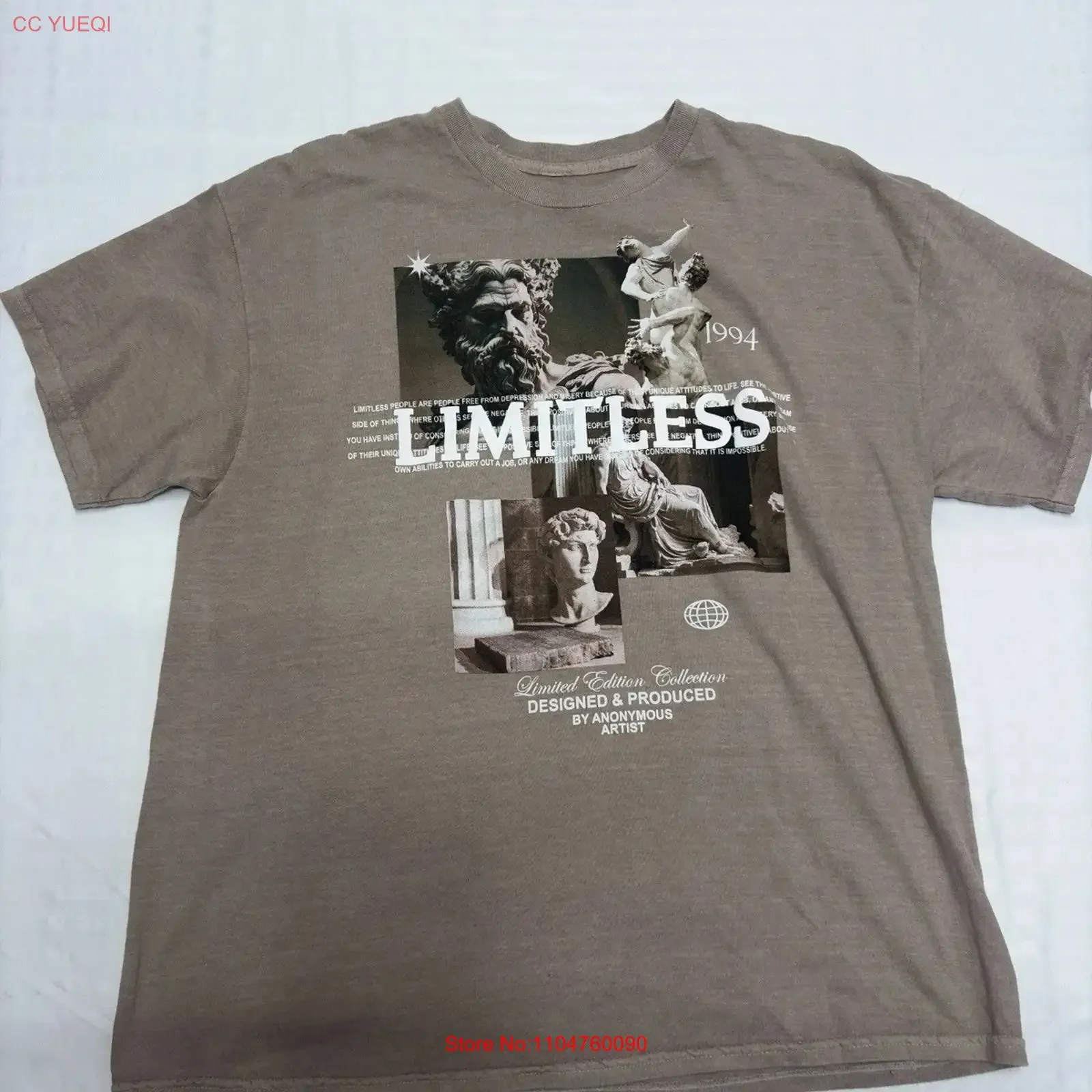 Trust The Universe Mens Loyalty Limitless Puff Print Brown T Shirt New Large Men vintage Washed Stylish Casual streetwear
