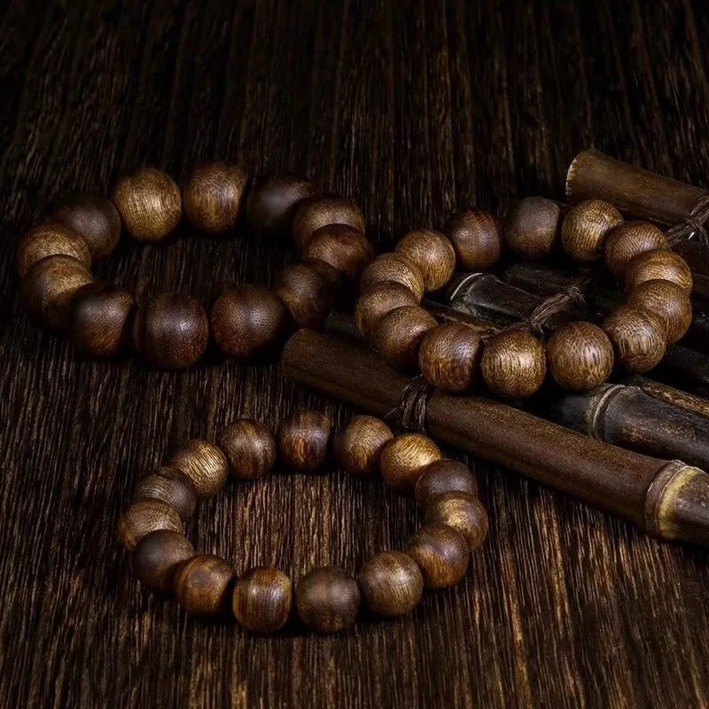

Hainan Yingge Green Qinan Men's Natural High-Grade Agarwood Buddhist Beads Cultural Item Raw Wood Bracelet