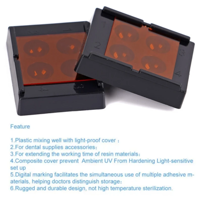 5Pcs Dental Resin Shade Light Box 4 Holes Veneer Storage Protector Color Toning Case Composite Mixing Well