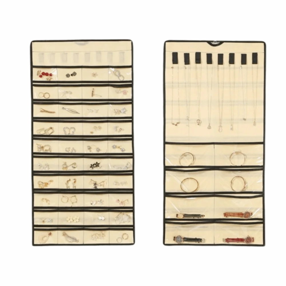 

Нетканый прозрачный органайзер для украшений большой вместимости, двусторонний, изящный, подвесной, для демонстрации и хранения ювелирных изделий