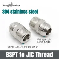 JIC Macho 74 °   ConE a BSPT macho accesorios de conector de aceite hidráulico adaptador cónico 1JT-SP NPT 7/16 a 1/4 ""adaptador de accesorios de tubería