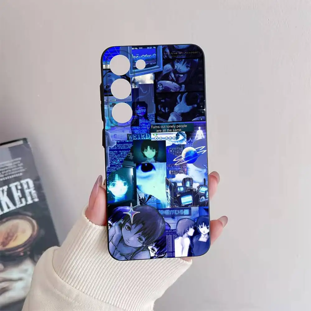 Seriële experimenten L-Lain telefoonhoesje voor Samsung Galaxy A73,72,51,53,52,71,22,5G,Note,J7,8,9 zachte zwarte cover