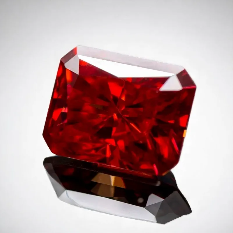 Granatfarbener Moissanit-Edelstein, strahlender Schliff, im Labor gezüchteter Diamant für Charms, Frau, DIY, fortschrittliche Schmuckherstellung mit Zertifikat