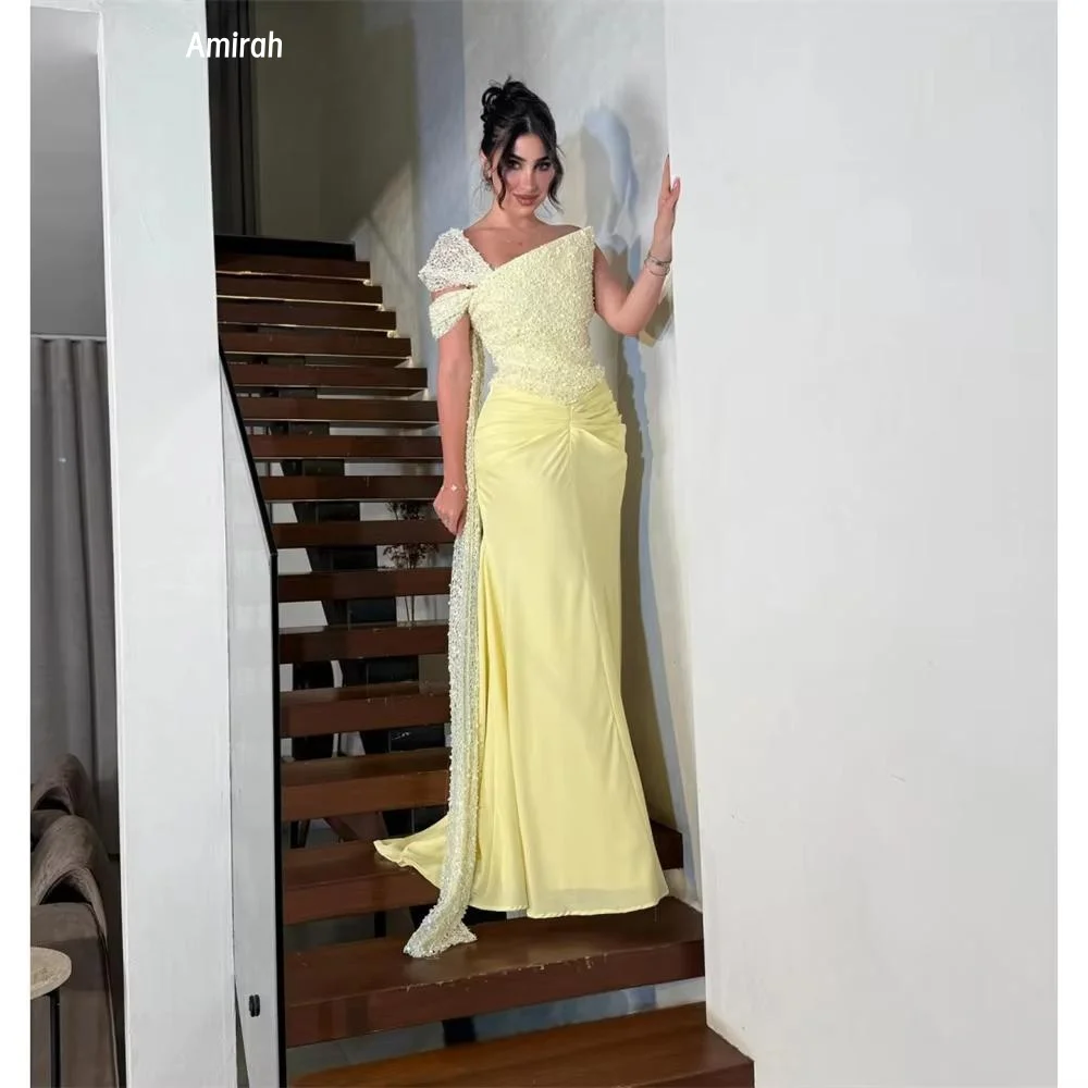 

Amirah Long Fish Tail Elegant Women's Dresses for Wedding Party Dress Custom Made Single-shoulder Sleeve Evening Dress Woman
