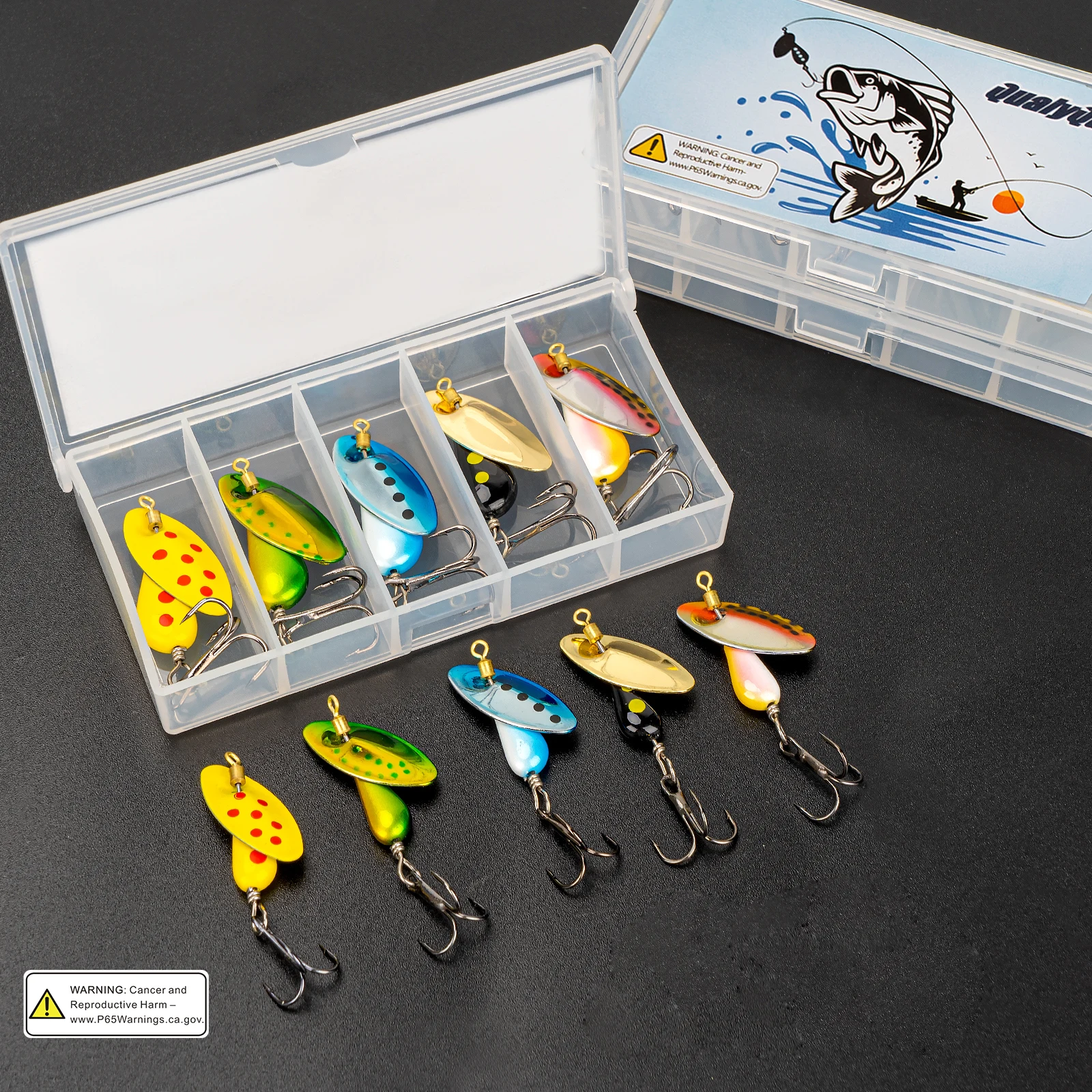 

Qualy 5pcs Fishing Inline Spinner Trout Spinner 2.8g 4.7g 6.7g Spinnerbait Fishing Lure Metal Spoon Teardrop For Crappie Salmon