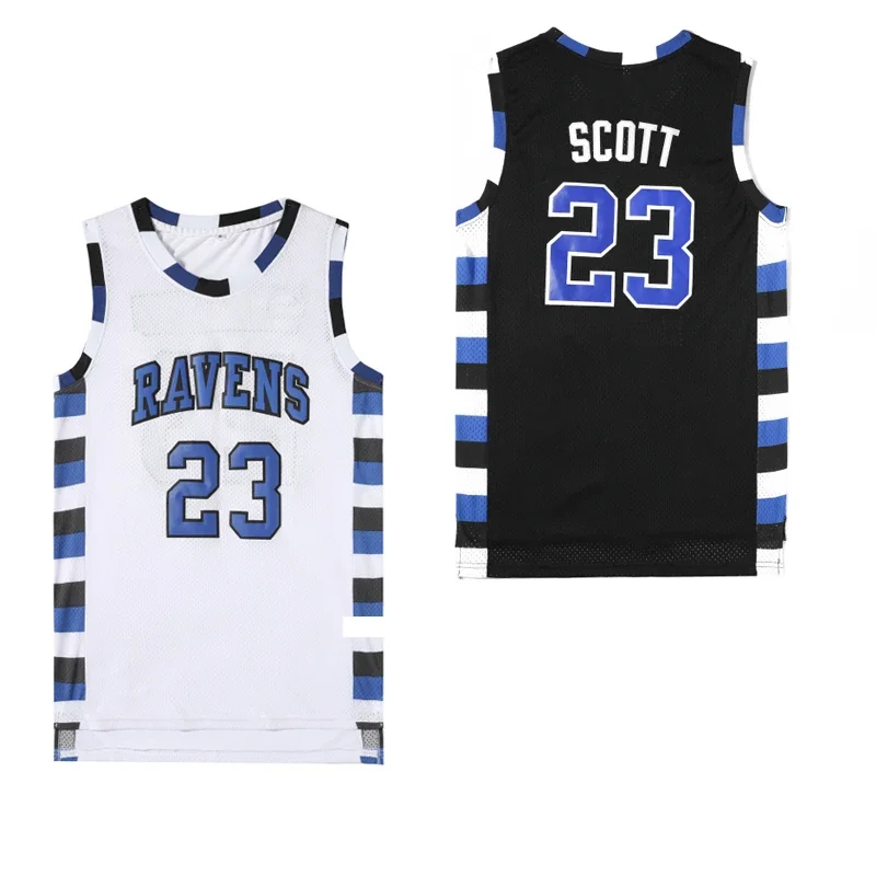 Basketball Jerseys One Tree Hill Ravens 3 23 Scott Sewing embroidery High-Quality Outdoor sports jersey Blue Black White New