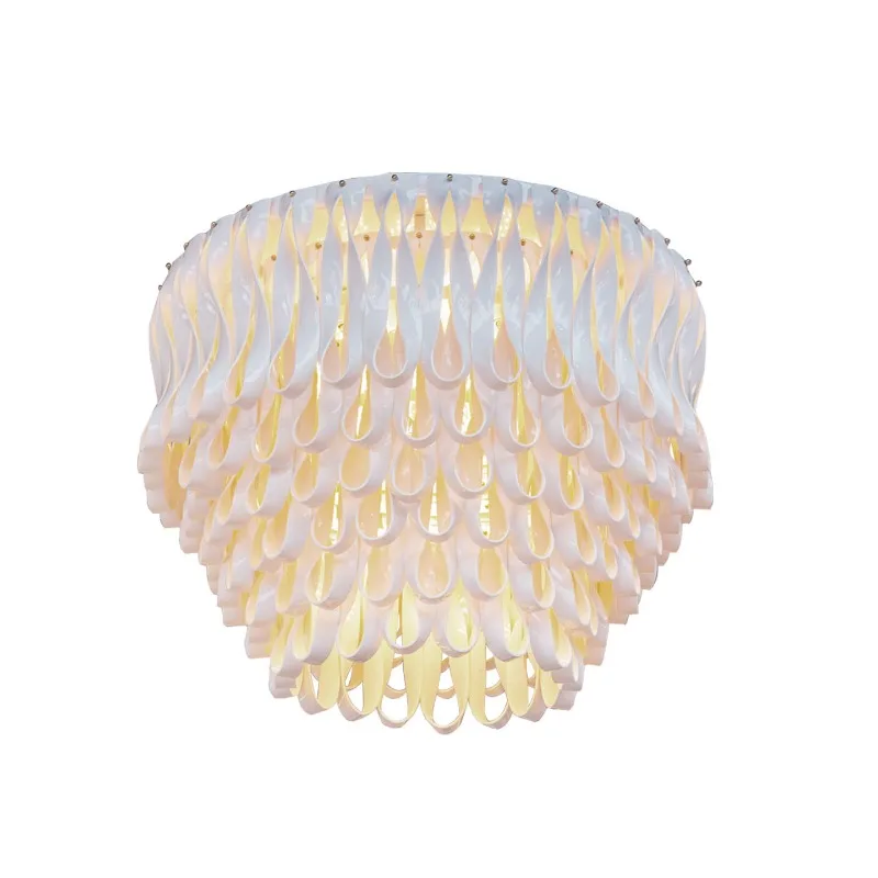 

French new ceramic chandelier personalized living room dining room villa mansion Korean art white streamer bedroom lamps