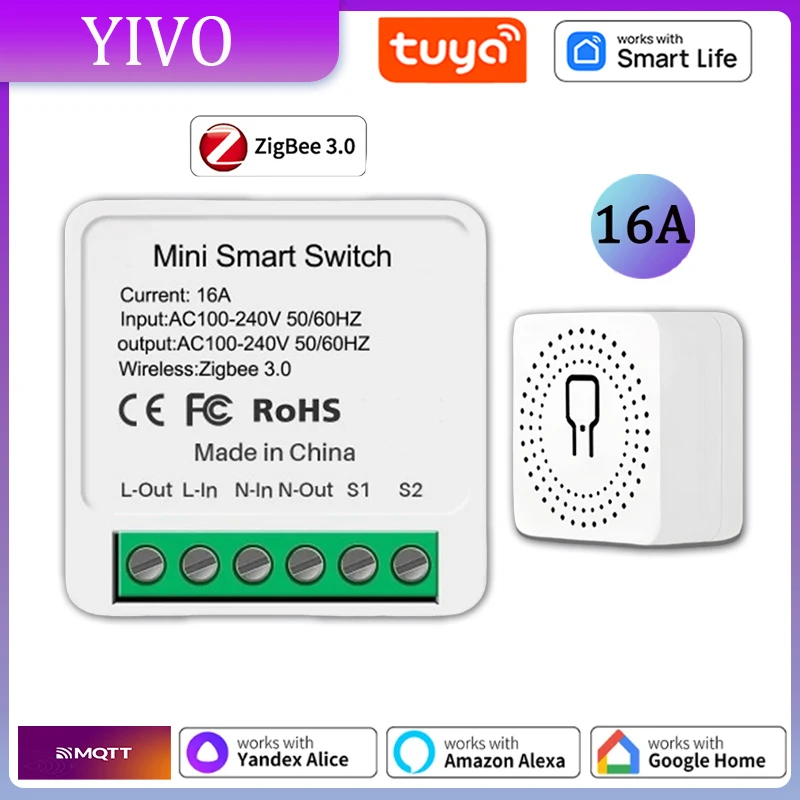 16A Tuya Zigbee 3.0 Mini Smart DIY Switch 1 Way Control Smart Home Relay Automation Breaker Works With Alexa Google Home Yandex