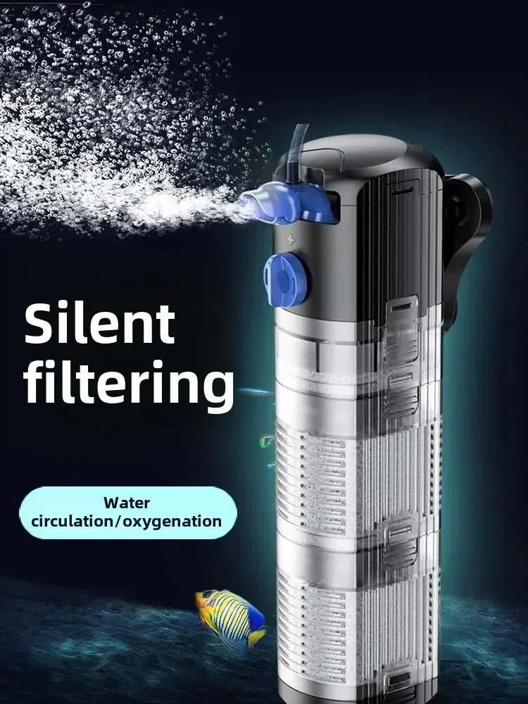 The fish tank filter is equipped with a three-in-one clean water circulation oxygen pump that does not require water changes.