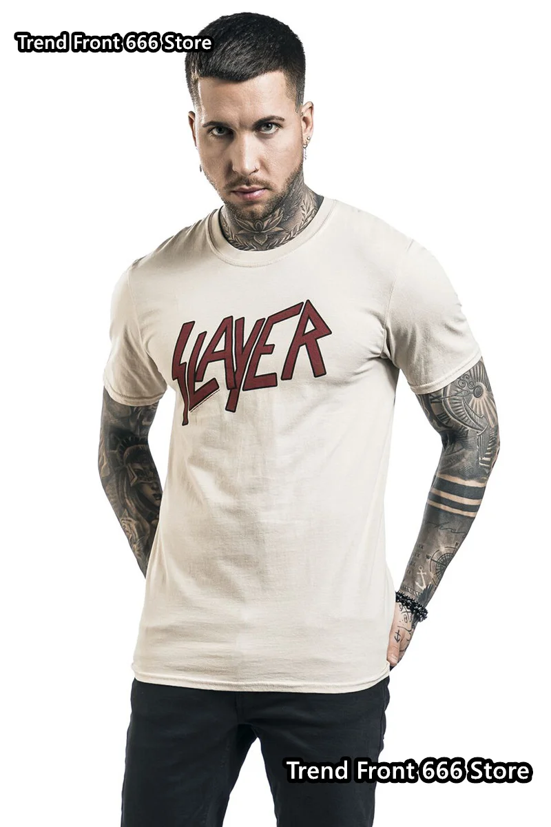 Summer Cotton Slayer Rock Band Trend Men And Children Size Tshirts Kids Short Sleeve Crewneck Punk Tops Men Clothing