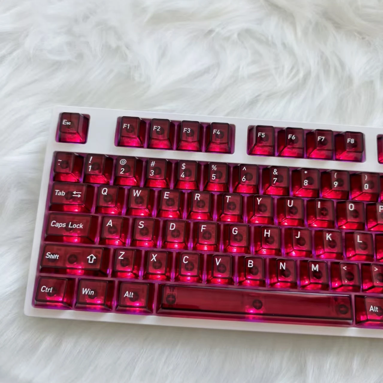 119 Tasten Rote UV-Bedruckte Kristall-Tastenkappen Klare Transparente PC-Tastenkappen Cherry-Profil für Cherry MX-Schalter Mechanische Tastatur