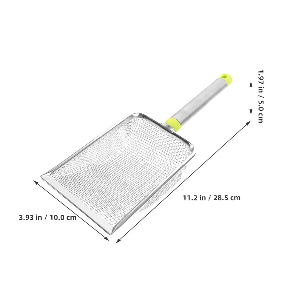 Heavy Duty Stainless Steel Cat Litter Scoop with Tight Mesh Design for Cat Sand Poop Removal Reptile Cage Cleaning Metal Litter view 5