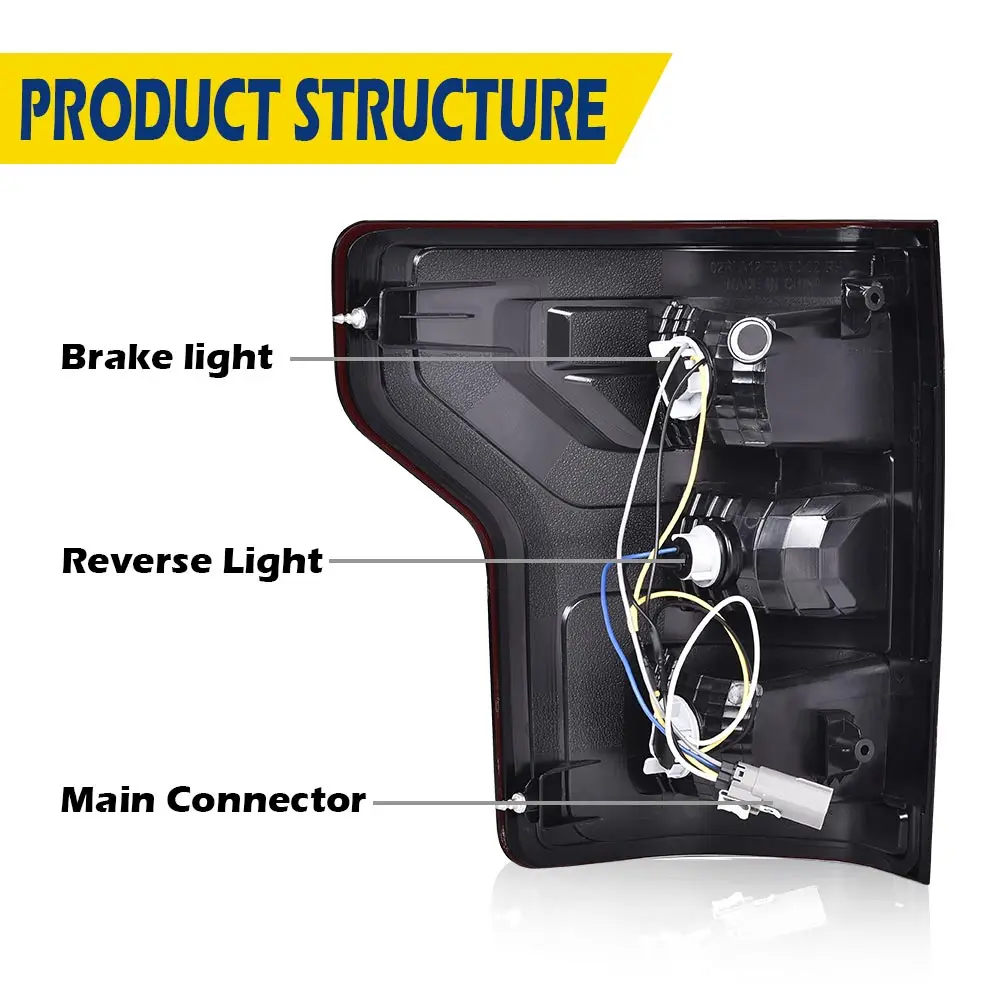 مجموعة مصابيح خلفية مع مصابيح خلفية للسائق الأيسر والجانب الأيمن للركاب أحمر داكن متوافق مع Ford F150 2018 2019 2020 #5