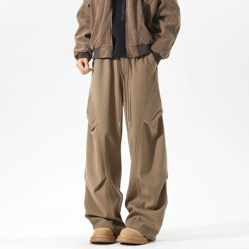 

M-XXXXXL Solid Color Casual Pants with Elastic Drawstring Waist Comfortable Fall Trousers for Men Plus Size Lounge Pants 5XL 4XL