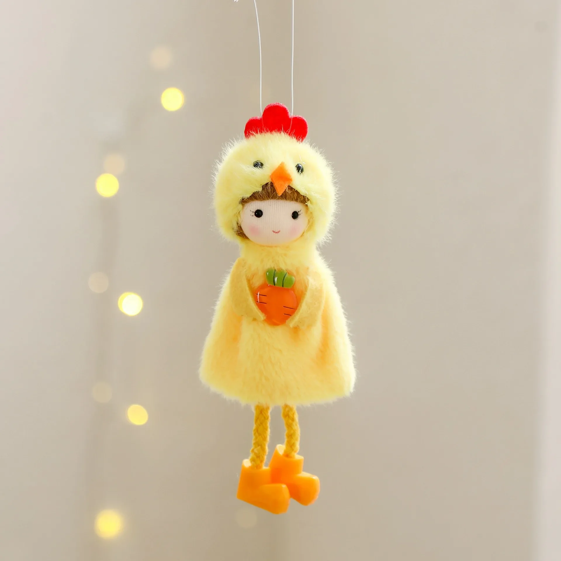 2025 Easter Dolls Hanging Ornaments Yellow Chicken Egg Angel Girl Tree Pendant Figurine Home Wedding Birthday Party Decor Props
