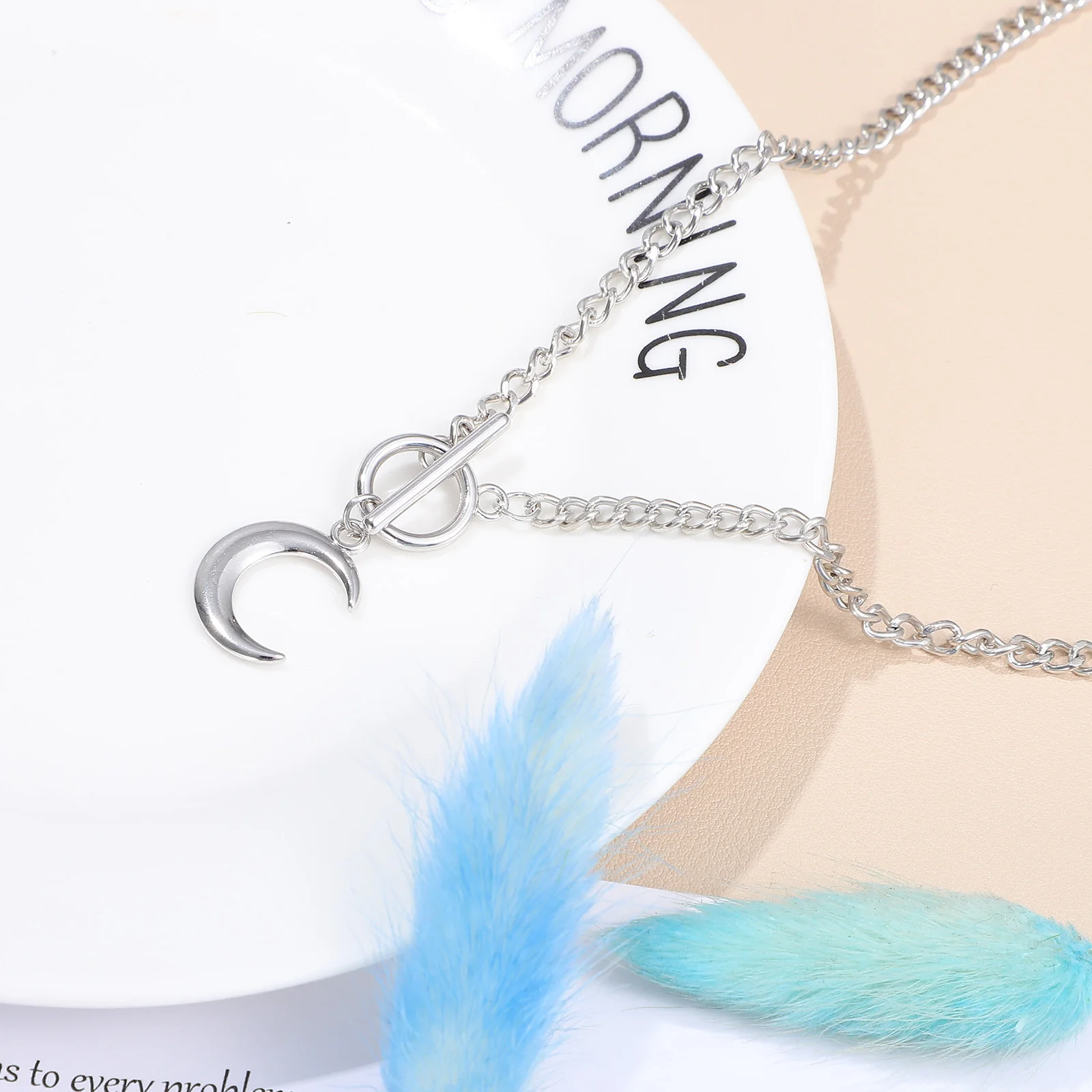 

2Pcs Moon Necklaces Silver Alloy Pendant Choker Jewelry Gifts for Women Wedding Party Photo Shoot Moon Necklace