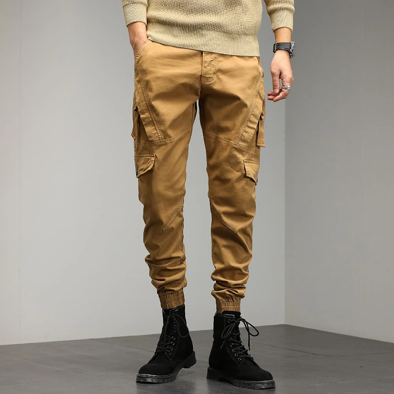 

Casual Men's Khaki Cargo Pants Multi-Pocket Workwear Style Student Fashion Brand New Hot Sale of The Season Spring Autumn