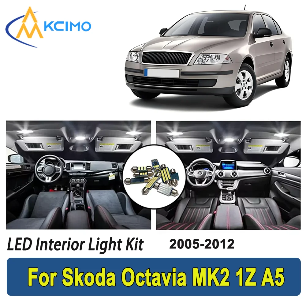 

New Light Bulb For Skoda Octavia MK2 1Z A5 (2005-2012) Premium Bright LED Interior Dome Map Trunk Light Kit Car Led Lamps Canbus
