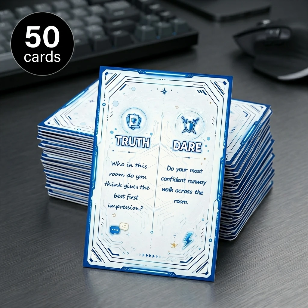 50 PCS Elegant Blue White Adult Truth Dare Board Games Romantic Attraction Challenge Autumn Winter Halloween Christmas Fun