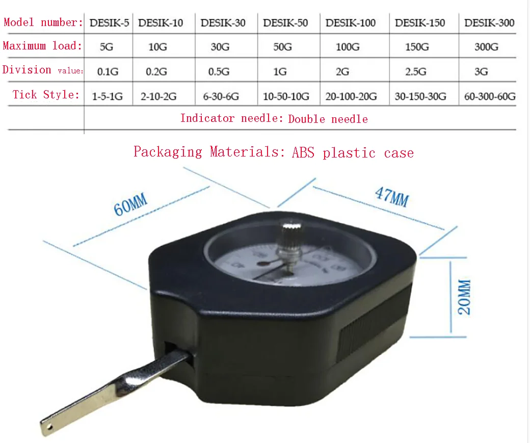 

LED High Precision Tension Meter Bound Aluminum Wire Test Tension Meter Chip 10g-500g Push Pull Meter Dialtensiongauge